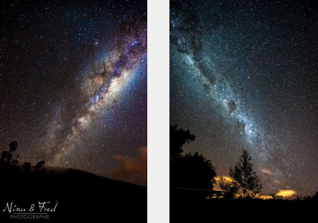 deux photos des étoiles