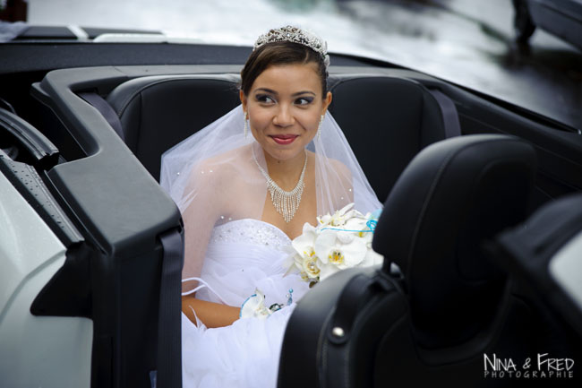 photo de la mariée Gaëlle en voiture