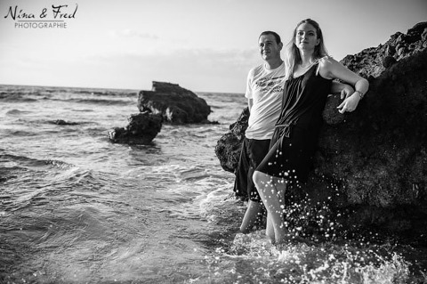 Élodie et Aurélien photo noir et blanc engagement