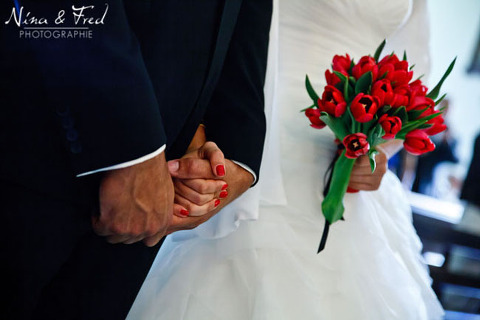 Corinne et Jacky mains et bouquet