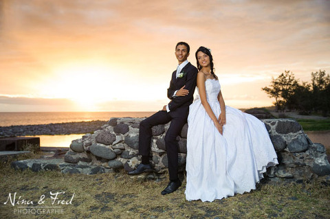 photo de couple Sarah et Denis coucher du soleil