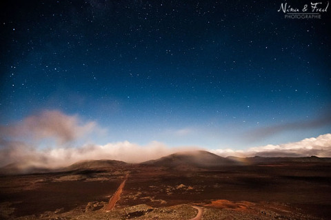 paysage nocturne plaine des sables Réunion 974