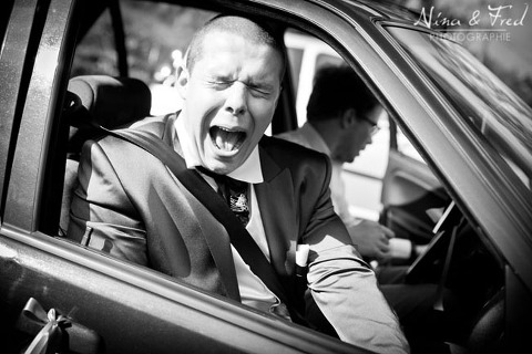 le marié Loïc dans la voiture