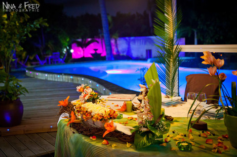 réception piscine au Des Lys Park Amandine et Rémy