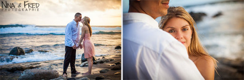 Gaelle et Miguel photographiés sur la plage