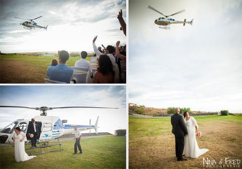arrivée en hélicoptère au golf Mickaëlle