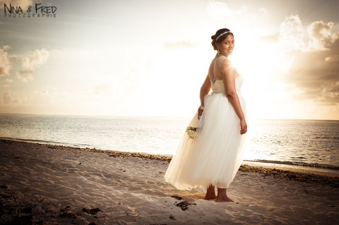 La mariée sur la plage à Maurice