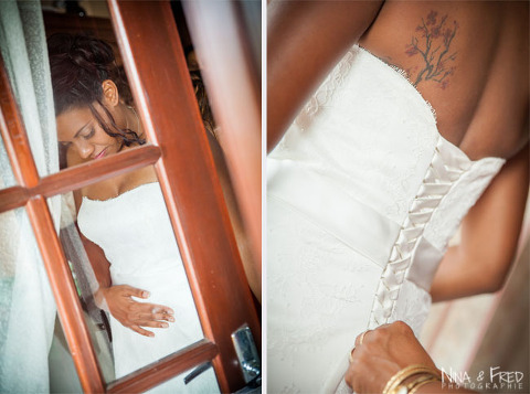 Fawziyah met sa robe de mariée