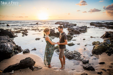 couple grossesse coucher du soleil E&M