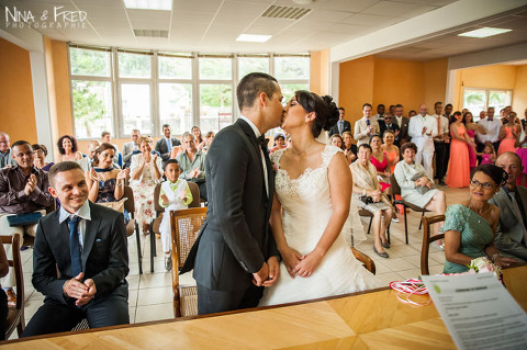 bisou des mariés Audrey et Mathieu