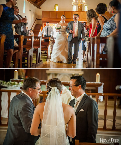 entrée à l'église Marie-Alice et Fabrice