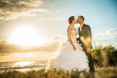 photographie mariage coucher du soleil C&D