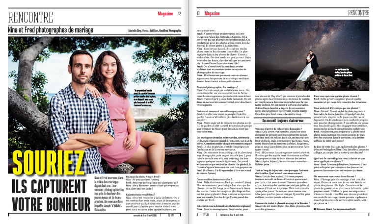 article sur Nina et Fred Photographes à la Réunion