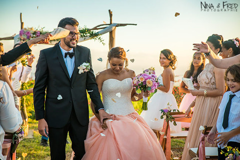 mariés aprsè la cérémonie M&N