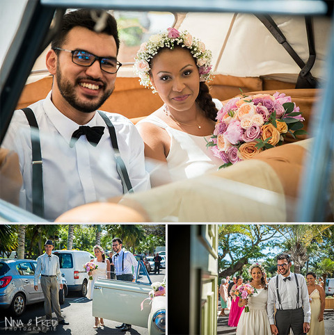 mariés Marine et Noël voiture