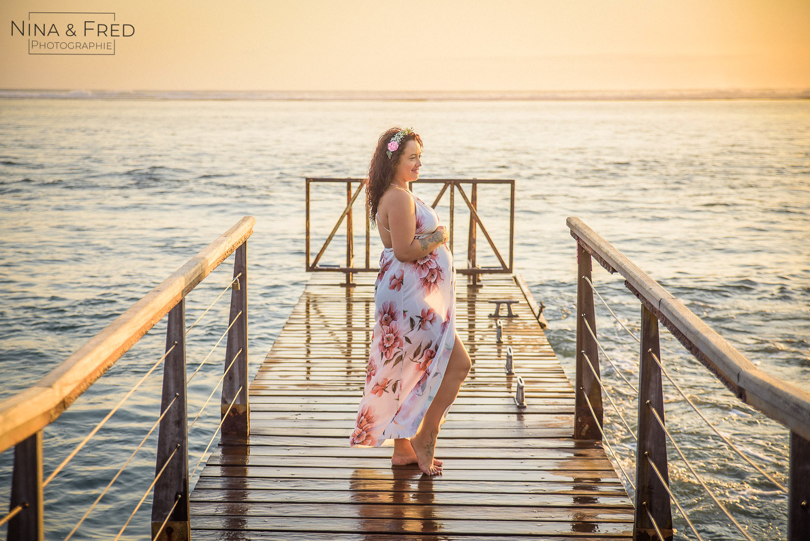 photo femme enceinte plage Réunion M&U