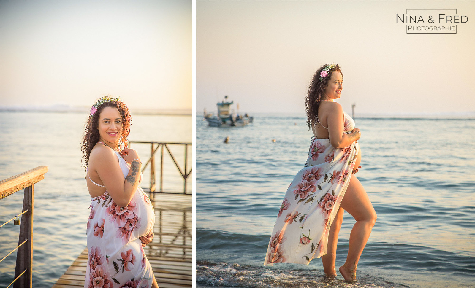 photo baby bump à la plage M&U