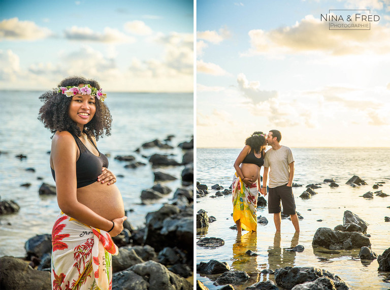 shooting femme enceinte Réunion plage S&J