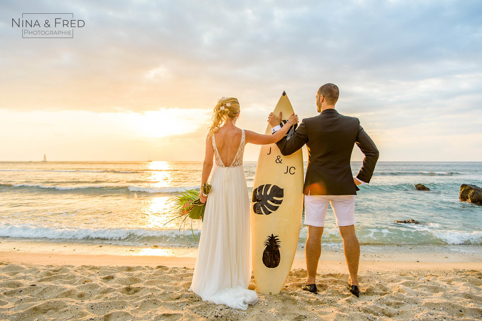 photo mariage surf Réunion J&JC