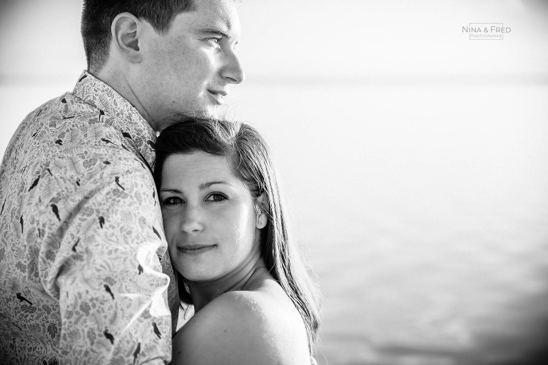 portrait de couple en noir et blanc A&A