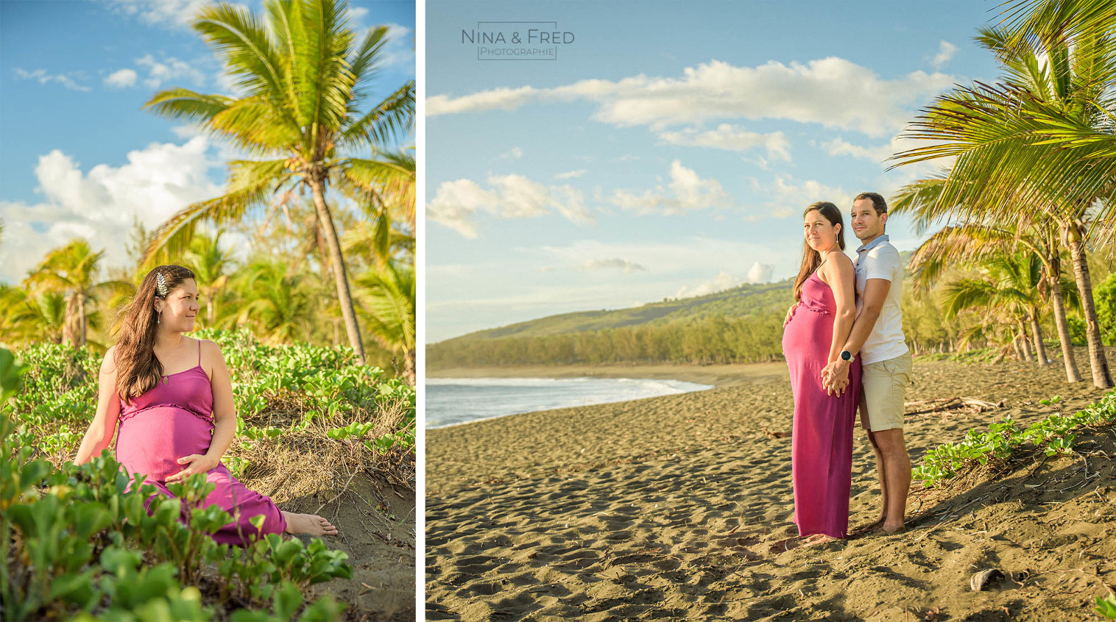 shooting grossesse plage cocotiers 974 A&L-23