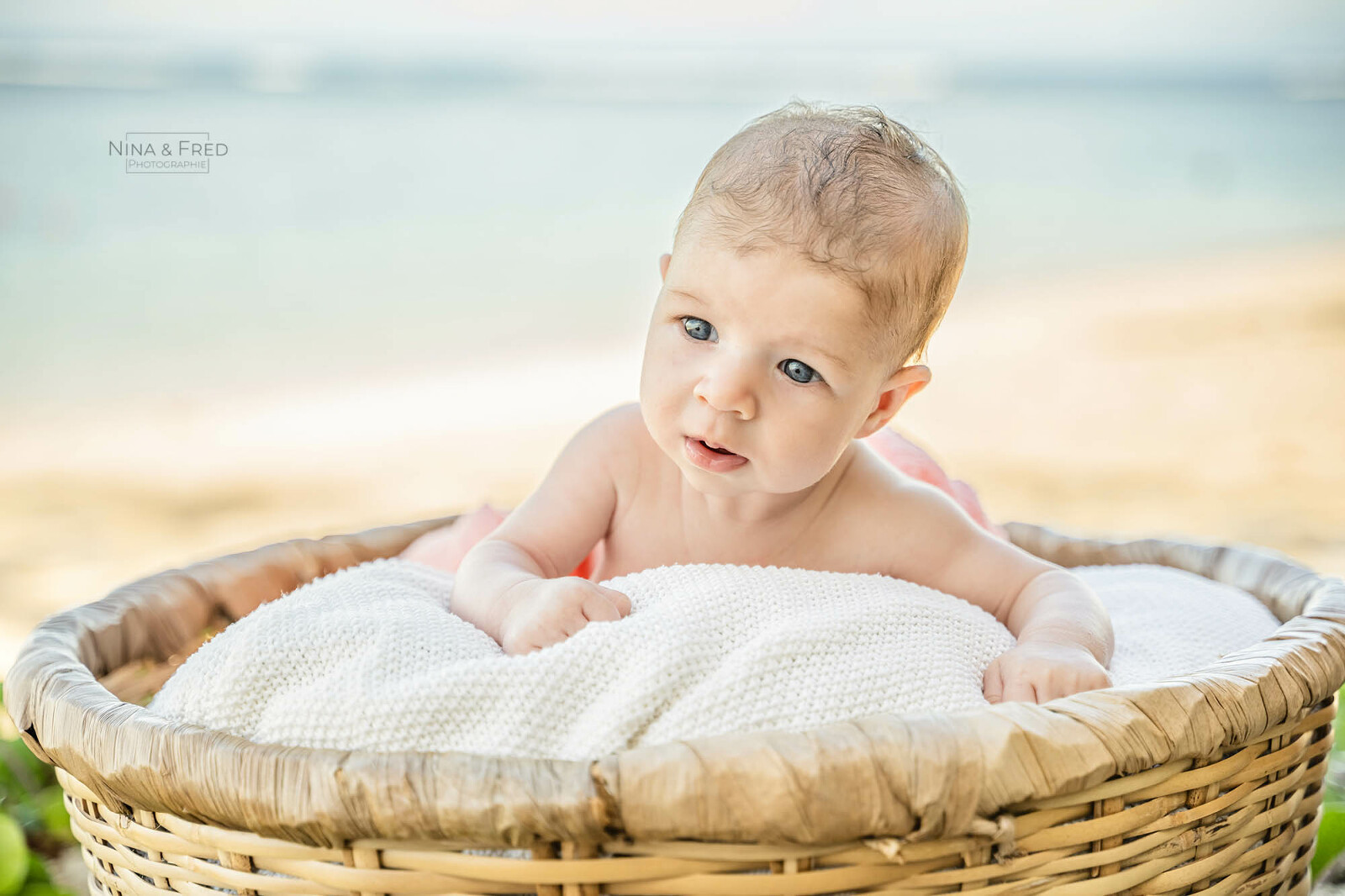 Séance photo de naissance plage bébé M&A&A