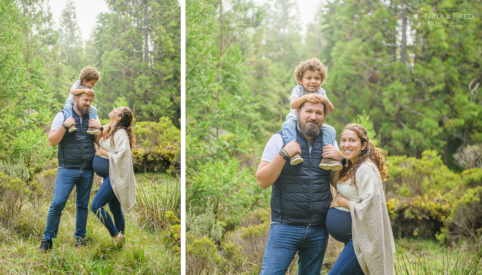 Séance photo famille grossesse en forêt à la Réunion E&J&A